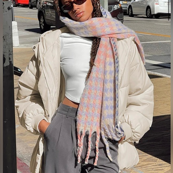 Princess Polly Accessories - Princess Polly Large Scarf Pink and Purple Gingham